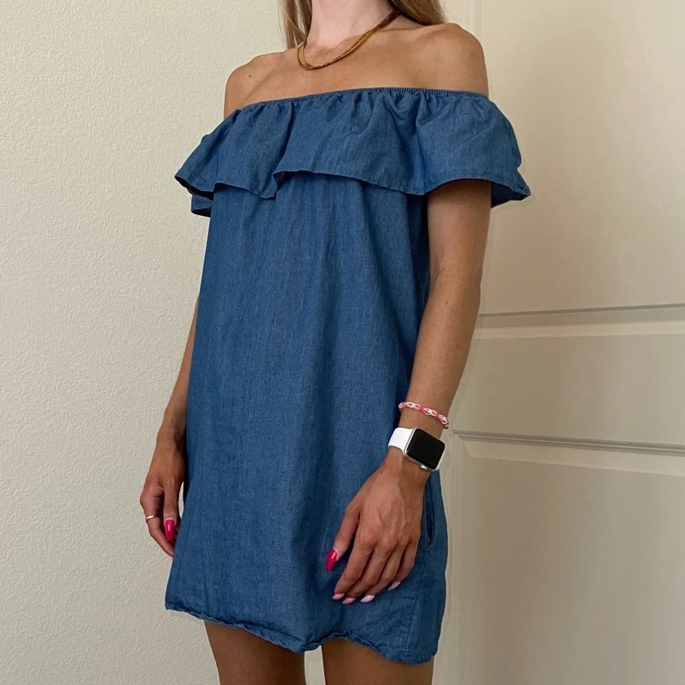 STRAPLESS DENIM DRESS - Picture 2 of 4